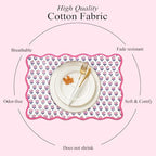 CPC Cotton Placemats Pink Sapphire Set of 4-Hand Block Printed Reversible Placemats, Flower Scalloped & Embroidered Cloth Table Mats - 14 x 20 inch Gift for Spring, Mother's Day - Image 5