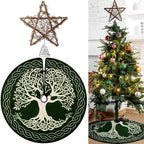 2 Pcs Yule Christmas Tree Topper and 36'' Tree Skirt Set Rustic Star Treetop Pagan Winter Solstice Ornament Rattan Christmas Decor for Yuletide Xmas Decorations by Vertintong