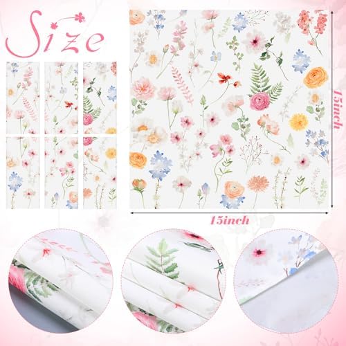 24 Pcs Fresh Floral Cloth Napkins for Wedding Wildflower 15" x 15" - Image 6