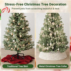 ELYKEN 42 Inch Woven Rattan Christmas Tree Collar, Stylish Seagrass & Water Hyacinth Xmas Tree Skirt for Artificial Trees, Wicker Tree Base Cover with Cord Cut-Out Farmhouse Tree Ring for Home Decor - Image 5