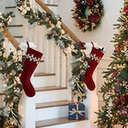 Christmas Garland with Lights, Champagne Gold 6FT 20LED Pre-Lit Christmas Garland with Ball Ornaments, Ribbons, Pine Cones and Artificial Antlers for Door Mantle Stairs Christmas Decoration - Image 6