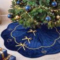Blueweenly Navy Blue Velvet Christmas Tree Skirt 48 in Vintage Tree Skirt by Blueweenly