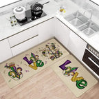 Mardi Gras Kitchen Mat Set 2 Piece,Fleur De Lis Love Decorative Kitchen Rugs Low-Profile Mats for Home Kitchen Decor 17"x48"+17"x30" - Image 2