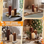 3 Pcs 6/8/12" Fall Vintage Flameless LED Candles Decorations for Home - Image 7