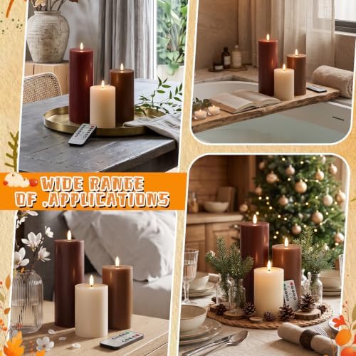 3 Pcs 6/8/12" Fall Vintage Flameless LED Candles Decorations for Home - Image 7