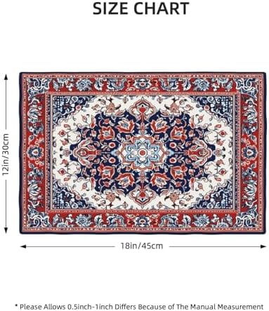 Boho Placemats Set of 6 Traditional Oriental Table Mats Abstract Place Mats Decor Imitation Linen Heat Resistant Blue Red Florals Tablecloth for Dining Decorations Kitchen Party Restaurants 12''x18'' - Image 6