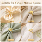 80 Pcs Gold Leaf Napkin Rings Metal Napkin Ring Holder Buckles - Image 5