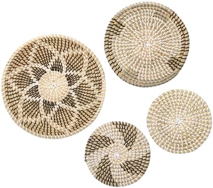uxcell 4pcs Bohemian Wall Basket Decor Set Hanging Woven Wall Basket by uxcell