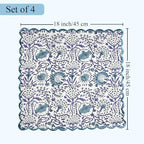 CPC Indigo Blue Block Print Cotton Embroidery Napkin 18x18 (Pack of 4) - Image 3