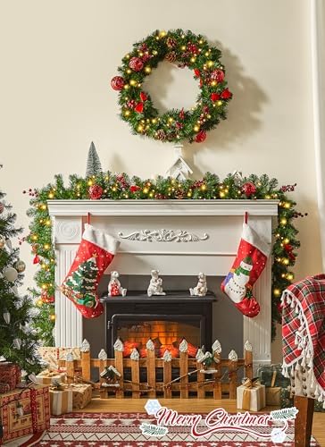 Christmas Garland with Lights, 9Ft Prelit Garland, 8 Light Modes & Timer - Image 6