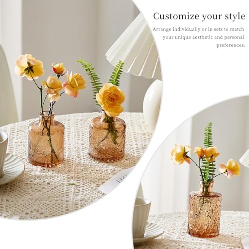 Glass Bud Vases Set of 64 - Amber Assorted Small Mini Glass Vases for Flowers, Crystal Vintage Vase Set, Bulk Centerpieces for Table Décor, Wedding, Home and Events (Amber, 64 Pcs) - Image 6