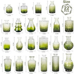 Clear Gradient Green Glass Bud Vase Set of 22 Pcs,Small Bud Vases in Bulk,Glass Crystal Flower Vases Table Centerpieces for Party Event Wedding Decor Baby Shower Decorations (Gradient Green, 22 Pcs) - Image 4