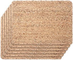 Woven Placemats Set of 6, 17" x 12" Rattan Table Mats, Natural Water Hyacinth Chargers for Dinner Plates, Wicker Placemats for Dining Table, Home, Wedding - Image 7