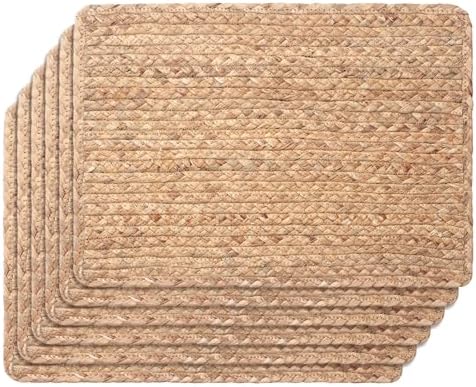 Woven Placemats Set of 6, 17" x 12" Rattan Table Mats, Natural Water Hyacinth Chargers for Dinner Plates, Wicker Placemats for Dining Table, Home, Wedding - Image 7