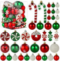 Christmas Tree Ornaments Green Red White Xmas Ball Ornaments Set of 60 Pack by ChristmasSupplies