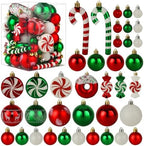 Christmas Tree Ornaments Green Red White Xmas Ball Ornaments Set of 60 Pack by ChristmasSupplies
