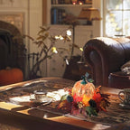 Lighted Pumpkin Fall Decor – LED Thanksgiving Decoration with Faux Maple Leaves, Berries, and Pinecones, Autumn Harvest Centerpiece for Table, Indoor and Outdoor Home Display - Image 7
