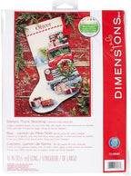 Whimsical Dimensions Counted Cross Stitch Kit Santa's Truck Stocking - 16"(1 Pc.) - Christmas Stocking, DIY Gift for Loved Ones, Ideal for Festive Events by DIMENSIONS
