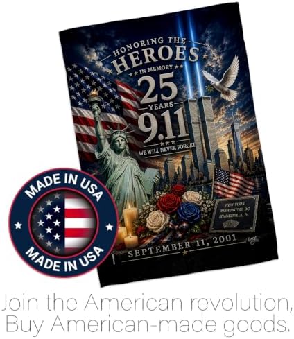25th 9/11 Honoring the Heroes in Memory Flag Wood Dowel Kit Wall Decor Home Tapestry Poster Patriot Day Decor Memorial Gifts Memorabilia Home Decorations September 11 Garden Remembrance Tribute - Image 5
