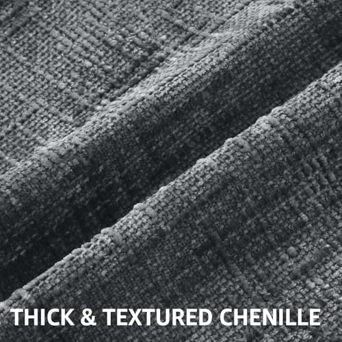 decorUhome Textured Chenille Throw Pillow Covers 22x22 Set of 2 Dark Grey - Image 2