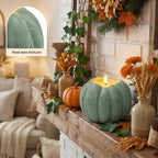 Fall Decorations for Home, Large Flameless Pumpkin Candle, Sage Green - Image 3