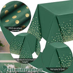 Tegeme 12 Pcs Green and Gold Plastic Tablecloths for Party Disposable - Image 3