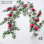 ASTRYAS 2Pcs 12FT Roses Vine, Artificial Rose Vines Garland(Hot Pink) - Image 2