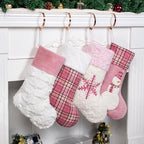 GEXWORLDWIDE GEX Pink Plush Christmas Stockings for Family 20" Large Pink Plaid Xmas Stockings Classic Fireplace Decorations Hanging Ornament (4 Pack) - Image 2