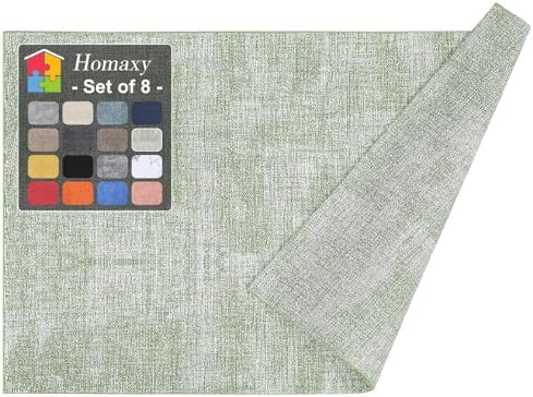 Homaxy PU Faux Leather Placemats for Dining Table, Set of 8, Grass Green by Homaxy