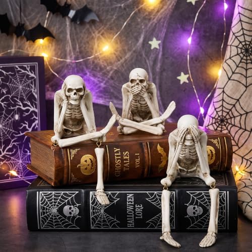 Hear No Evil Skeleton Figurine, Halloween Decor Indoor Skeleton Statue - Image 4
