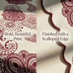 Cotton Damask Print Tablecloth with Scalloped Edge, Machine Washable, Rust Cream, 60 x 108 Inch Rectangle - Image 3