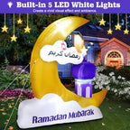 Lewondr 6FT Outdoor Inflatable Ramadan Moon Decorations with 5 LEDs Lights - Image 2