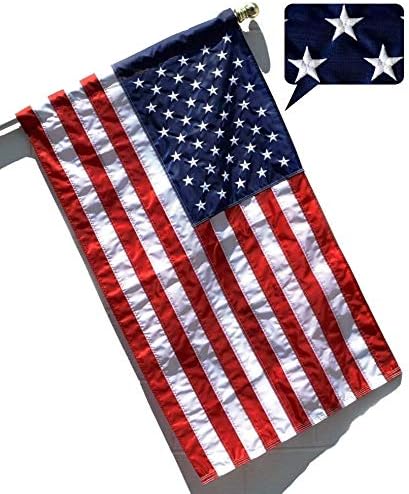 US Flag Factory - 2.5x4 FT American Flag (Sleeved) (Embroidered Stars, Sewn Stripes) - Outdoor SolarMax Nylon - 100% Made in America by Unknown