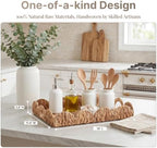 Rectangle Wicker Scalloped Tray, Rattan Serving Trays with Handles, Seagrass Basket for Decorative & Organizing - Image 3