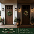 Artificial Norfolk Pine Christmas Wreath 24" Full Design with Door Hanger - Image 6