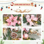 Garvee 6ft Pink Christmas Garland with Lights, Prelit Garland for Mantle - Image 3