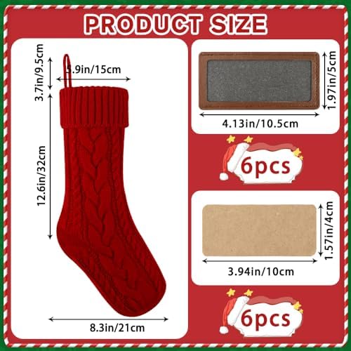XOYTN 6 Pack Personalized Christmas Stockings,18” Knitted Hanging Stocking - Image 2