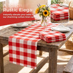ShinyBeauty 4 Packs Checkered Table Runners 72 Inches Long Red and White Table Runner Christmas Plaid Linen for Farmhouse Dinning Tables Cotton Gingham Fabric Table Decor(14"X72") - Image 2
