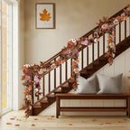 Montekin 6ft Fall Garland with Maple Leaves & White Pumpkins - Image 7