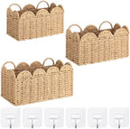 3 Pcs Wall Hanging Baskets,Scalloped,Natural Tan,Paper Cord by Ferrochef