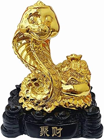 Betterdecor Gold Color Feng Shui 12 Chinese Zodiac Animal Statue Figurine Home Office Decoration and Gift for New Year Holidays and Birthday (Zodiac Snake) - Image 2