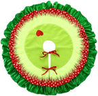 Gemscream 30 Inches Green Christmas Tree Skirt Xmas Decorations with Red Heart Patch for Tree Mat Collar with Red Green Trim for Christmas Party Indoor Outdoor Holiday Party Decor - Image 6