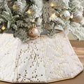 Soulchen Faux Fur Christmas Tree Collar 25.5" Foldable Christmas Tree Ring Rustic Luxury Faux Fur Plush for Xmas Base Stand Cover Xmas Holiday Decorations Indoor Home Decor(B,Berry Branch,White) by Soulchen