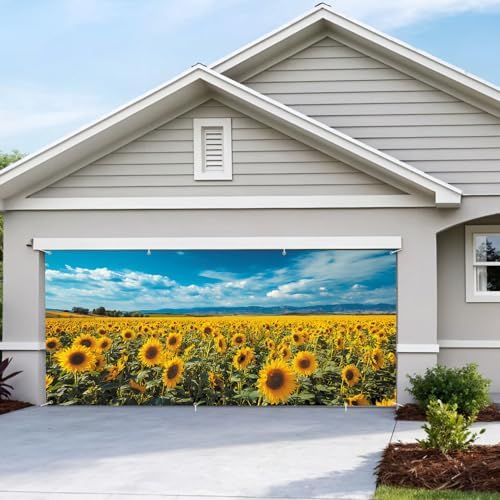 6 * 13FT Sunflower Garage Door Cover Decorations Flower Garage Door Banner for Outdoor Indoor Summer Party Photography Backdrop - Image 7