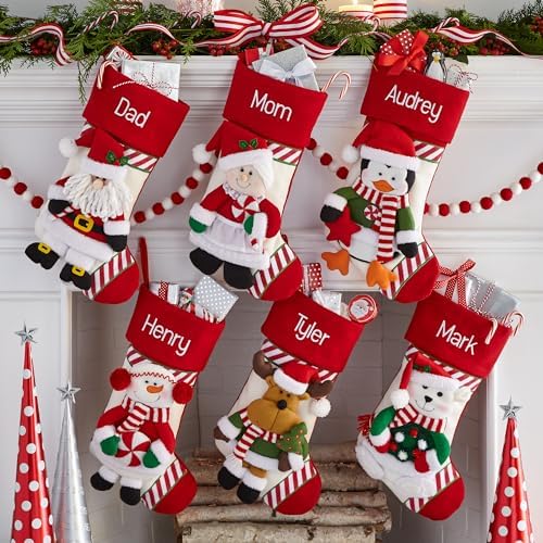 Let's Make Memories Personalized Christmas Stocking - Stockings for Family - Embroided - 3-D Plush - Christmas Decor - 8"x18" - Candy Cane Family - Mrs. Claus - Image 3