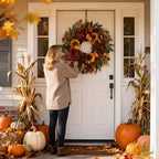 HipTree 24 Inch Fall Sunflower Hydrangea Wreath Autumn Front Door Wreath - Image 5