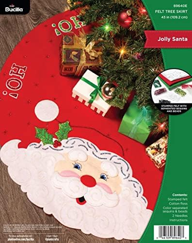 Bucilla Felt Applique Christmas Tree Skirt Making Kit, Jolly Santa, Perfect for DIY Arts and Crafts, 89640E by Bucilla