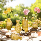 KOIUEYW Amber Gold Glass Bud Vases Set of 24, Vintage Small Vases for Flowers, Clear Crystal Mini Style in Bulk, Small Flower Glass for Centerpieces Wedding Decorations Home Party Decor - Image 4