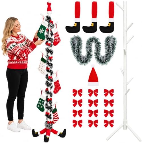 Christmas Wooden Stocking Holder Stand, Freestanding Stocking Rack Kit by PurpleStar