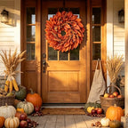 Large Artificial Magnolia Leaves Fall Wreath for Front Door Outside Decor - Image 5